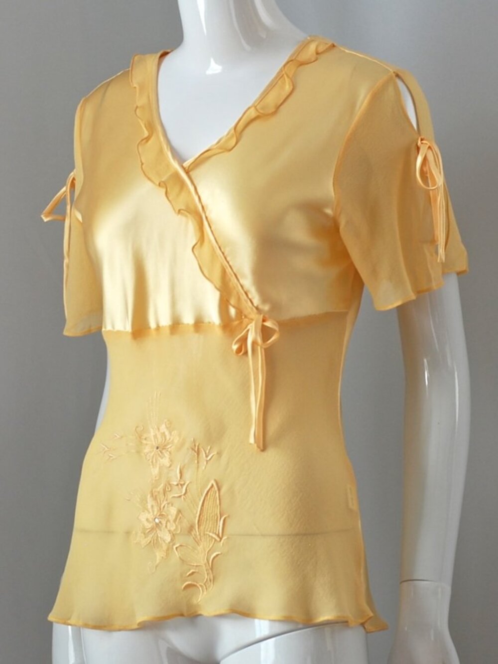 Vivaseta Silk Top With Embroidery On Silk Chiffon - Picture 4 of 7